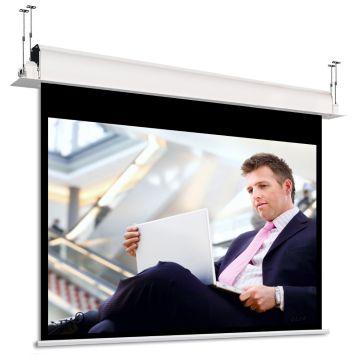 190x119 cm formato 16:10 Schermo Motorizzato da controsoffitto INCEEL con bordi neri (217cm)