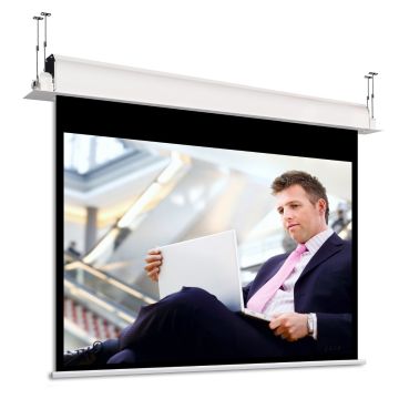 240x240 cm formato 1:1 Schermo Motorizzato da controsoffitto INCEEL con bordi neri (267cm)